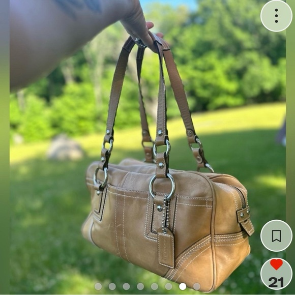 👜 Coach SoHo Hamilton Leather Satchel 10580 | Camel Glove-Tanned Leather - Picture 7 of 8